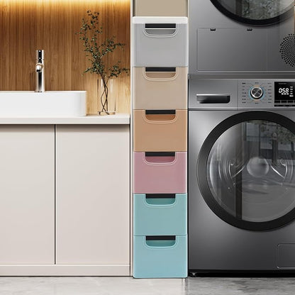 Slim 6 Drawers Storage Cabinet for Narrow Space, PP Storage Tower - Image 2