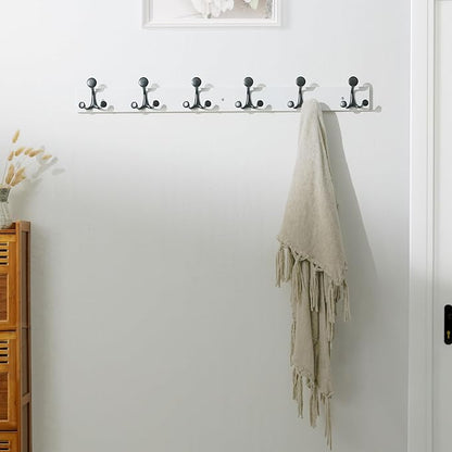 SKOLOO 39-Inch White Wood Coat Rack Wall Mount - Image 2