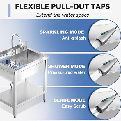 Stainless Steel Utility Sink, Hoses and Drain Kit - Image 2