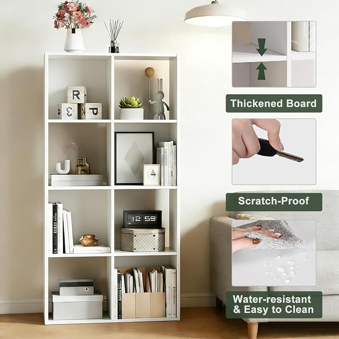 8-Cube Storage Organizer Shelf, Open Cube Bookshelf, Reversible Bookcase - Image 4