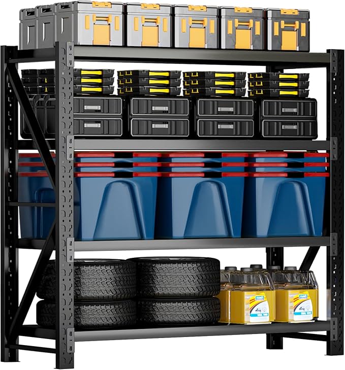 3000LBS Heavy Duty Storage Shelves, 4-Tier Adjustable Garage Organization by Qxdyt