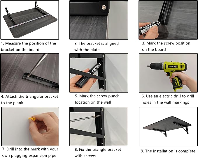 31" x 22.8" Wall Mounted Folding Desk, Floating Shelf Storage Table - Image 6