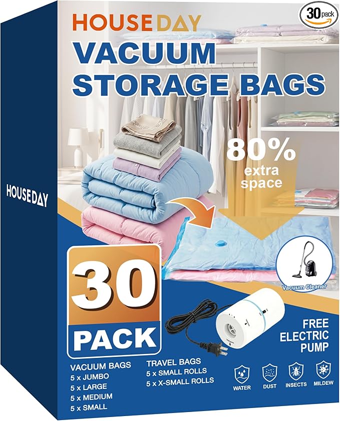 HOUSE DAY 30 Pack Vacuum Storage Bags by HOUSEDAY