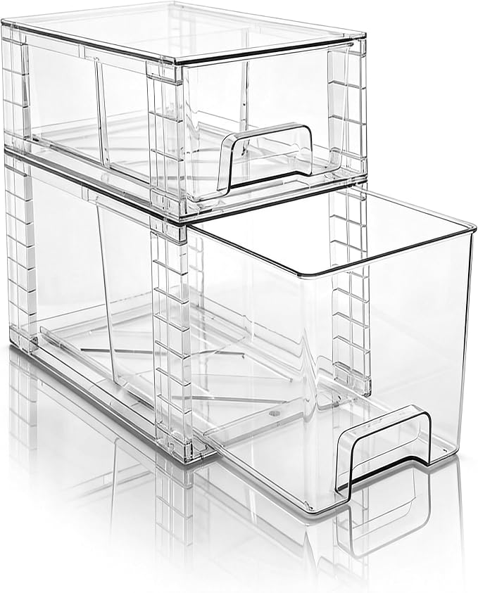 Clear Stackable Acrylic Storage Drawers, Plastic Organizer Bins by XWYWX