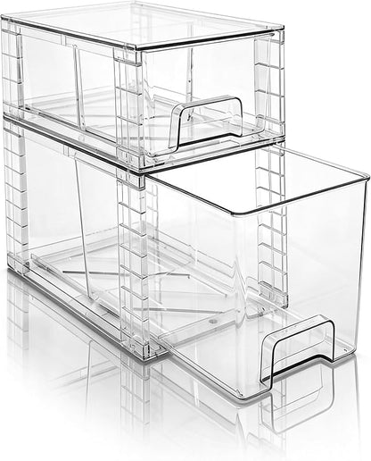Clear Stackable Acrylic Storage Drawers, Plastic Organizer Bins by XWYWX