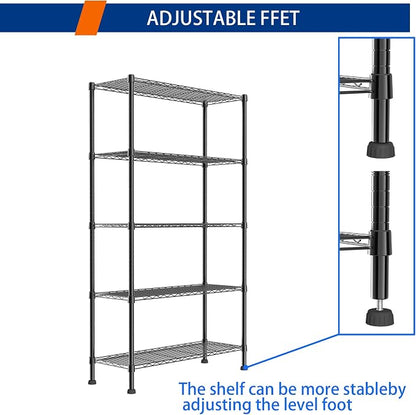 REGILLER 5-Wire Shelving Metal Storage Rack Adjustable Shelves, Standing - Image 6
