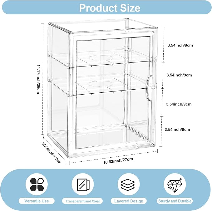 BOHOIDEE 14.17"X10.63"X10.63" Baby Bottle Organizer 3 Tier Clear Acrylic Storage - Image 2