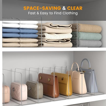 OKPOW Shelf Dividers for Closet Organization: 4 Pack Durable Clear Acrylic - Image 5