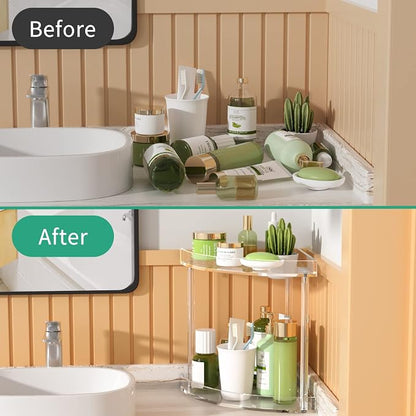 NPPLUS 2 Tier Acrylic Bathroom Counter Organizer, 2-Tier Corner Storage Shelf - Image 5