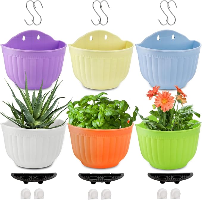 6 Pack Wall Planter Hanging Flower Pot, Window Hang Indoor Outdoor Plant Basket - Image 8