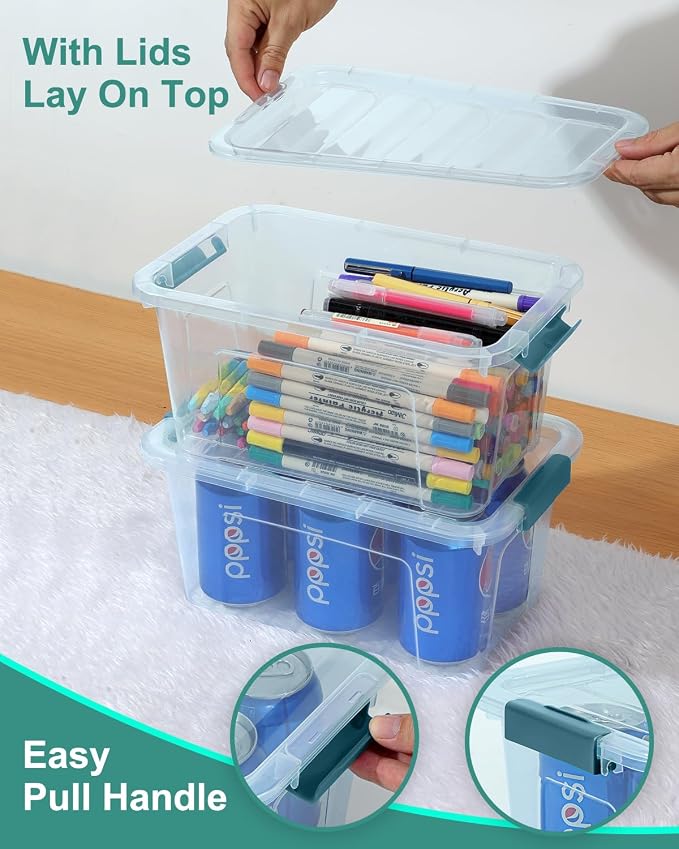 Storage Bins with Lids 6 Pack Clear Storage Containers, 7 Quart Stackable - Image 5