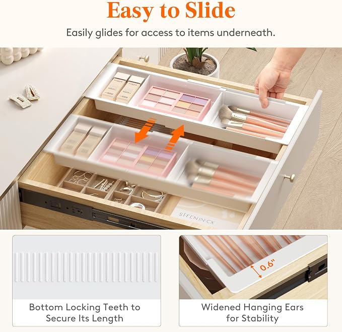 Lifewit Sliding Makeup Drawer Organizer Trays - Image 7