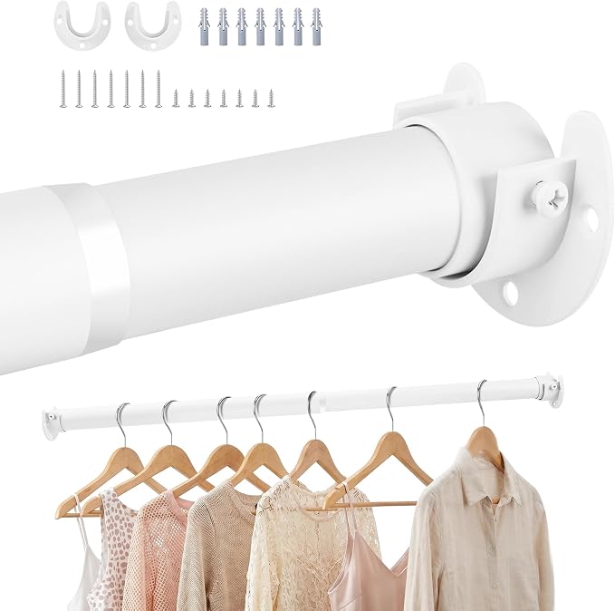 Adjustable Closet Rod for Hanging Clothes, 17-54inch Heavy Duty Metal tension by Unknown