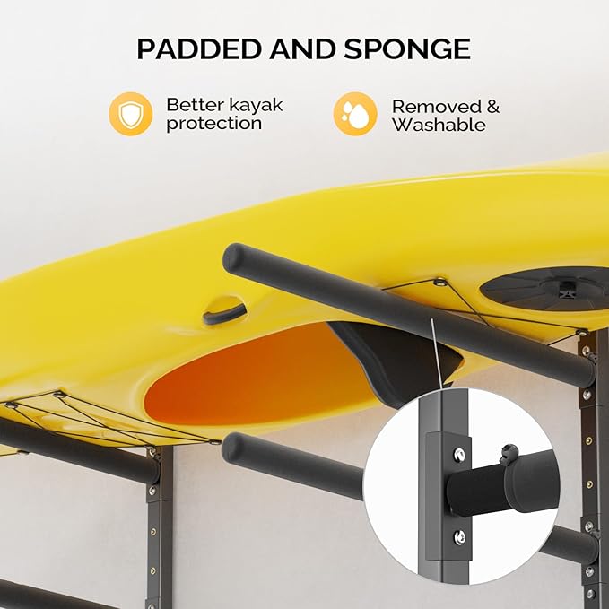 Bonnlo Kayak Storage Rack, Adjustable Heavy Duty Kayak Rack - Image 7