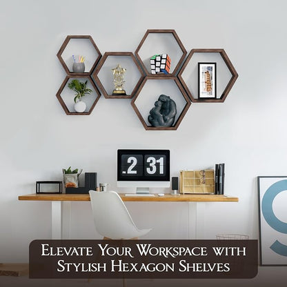 Hexagon Floating Shelves Set of 6 Honeycomb Shelves - Image 4