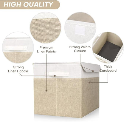 Large 22 Quart Linen Fabric Foldable Storage Bin Cube Organizer Basket - Image 5