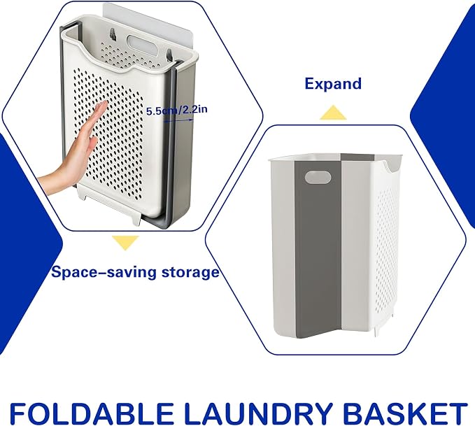 Collapsible Laundry Basket Wall Mounted Hamper - Image 3