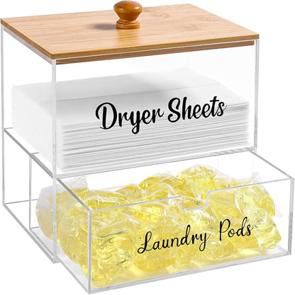 Acrylic Laundry Pods Contianer and Dryer Sheet Holder Set by VOTLEVT