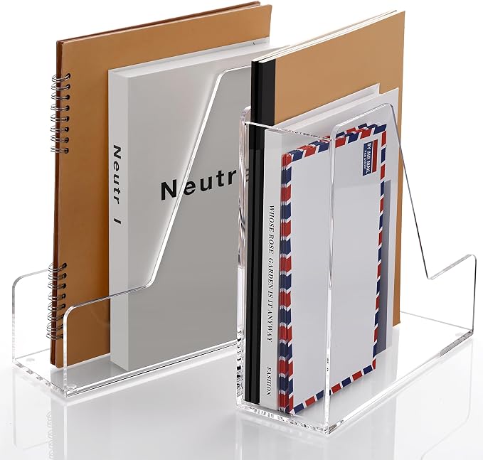 SANRUI 2-Pack Acrylic Magazine File Holder Desk Organizer Magazine Rack - Image 9