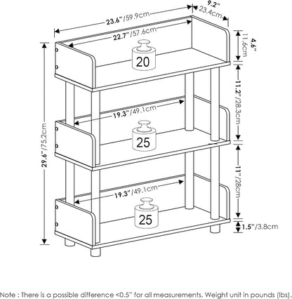 Furinno TURN-N-TUBE 3-Tier Display Shelf, Storage Shelves, Book Shelf, Open - Image 3