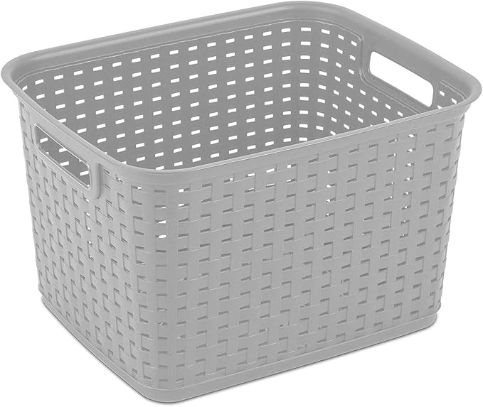 Sterilite 6-Pack Tall Weave Basket, Wicker-Style Plastic Open Storage Bin - Image 4