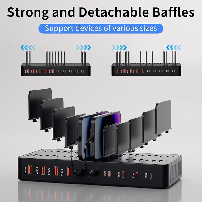 60W Charging Station for Multiple Devices, 10-Port USB Fast Charging Station - Image 6