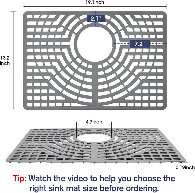 Silicone Sink Protector 19"x13" Rear Drain Hole, Heat Resistant Non-slip - Image 2
