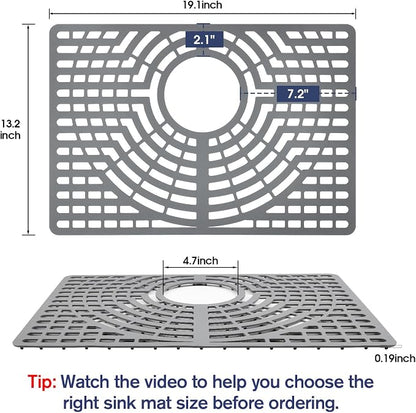 Silicone Sink Protector 19"x13" Rear Drain Hole, Heat Resistant Non-slip - Image 2