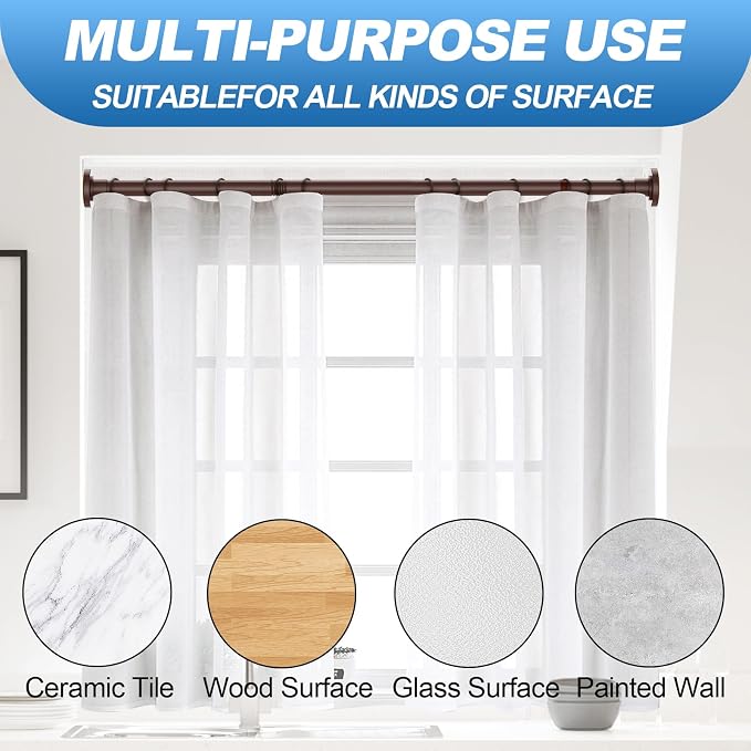 CorkLatta Bronze Shower Curtain Rod 31 to 80 Inch, 1 Inch Diameter Adjustable - Image 5