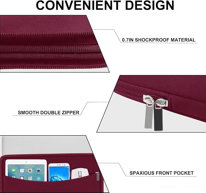 Laptop Sleeve 14 inch, Shockproof Protective Laptop Cover Briefcase Carrying - Image 3
