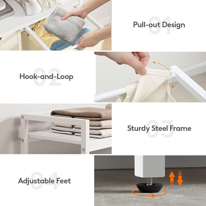 Lifewit Laundry Hamper 4 Section, 168L Pull out Laundry Clothes Basket Organizer - Image 4