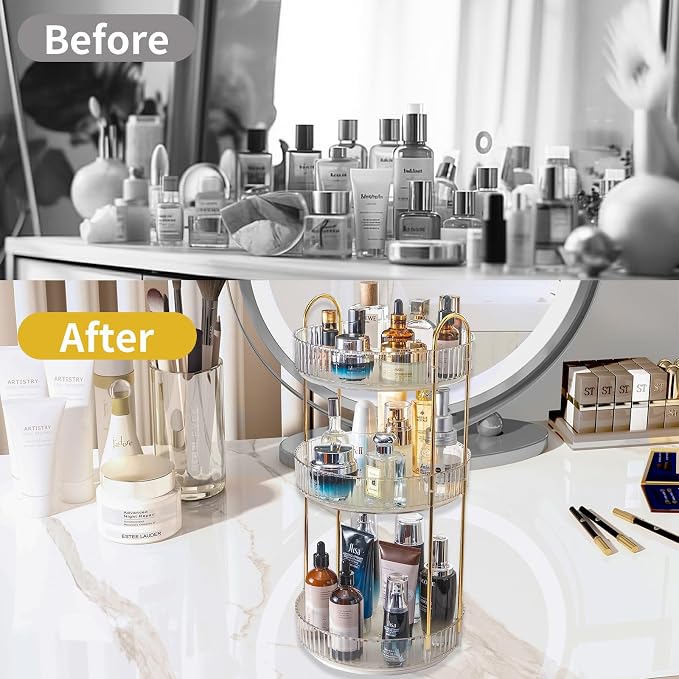 360 Rotating Makeup Organizer, 3 Tier Large Capacity Make Up Organizers and - Image 5