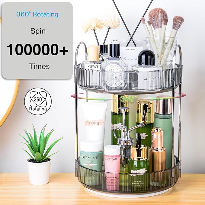 360 Rotating Makeup Organizer, 2 Tier Lazy Susan Bathroom Counter Organizer - Image 5
