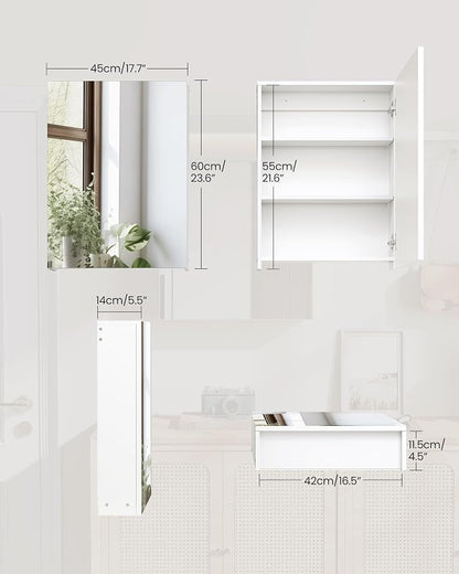 Bathroom Medicine Mirror Cabinet, 17.7'' x 23.6'', Wall-Mounted Bathroom Vanity - Image 3