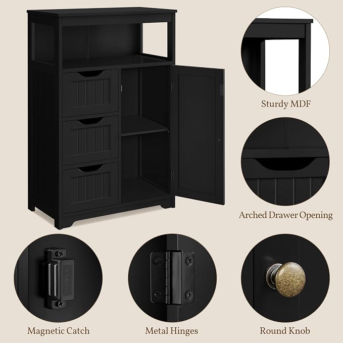 Yaheetech Bathroom Floor Cabinet, Free Standing Wooden Storage Cabinet Multiple - Image 6