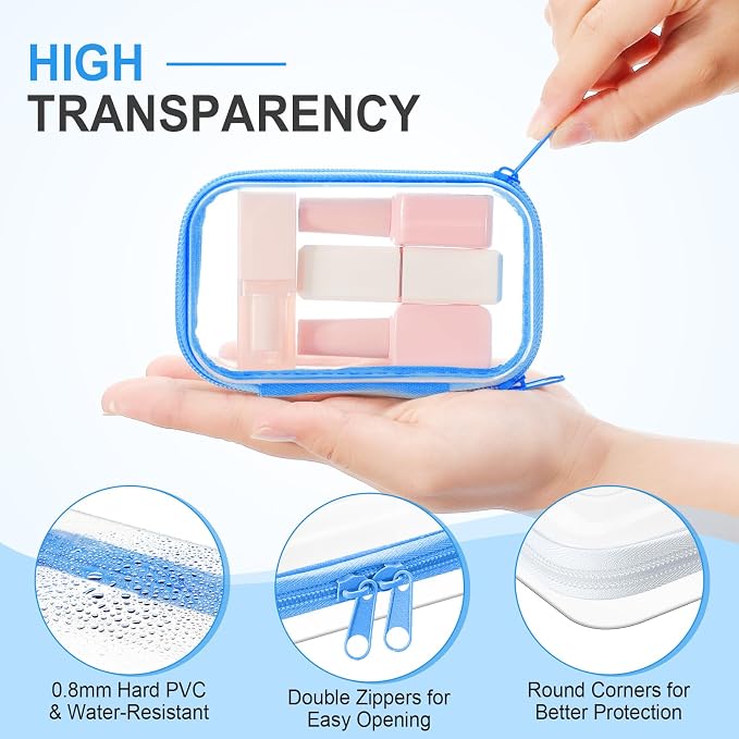 Hoolerry 4 Pcs Hard Clear Zipper Case Makeup Bags Plastic Pencil Pouch - Image 3