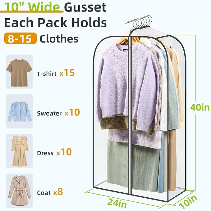 LANDNEOO 6 Pack Clear Garment Bags - Image 2