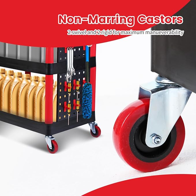 MaxWorks 50886 3 Shelf Rolling Utility Service Cart - Image 5