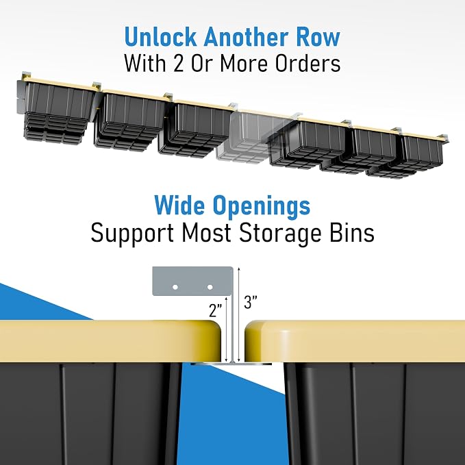 HANDT Overhead Garage Storage Rack, Connectable Heavy Duty Metal Ceiling Rails - Image 3