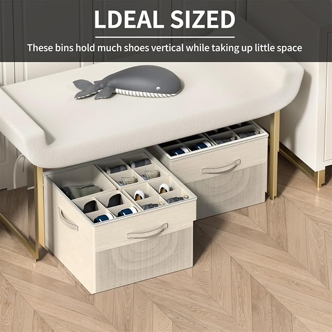 Aokeyee Shoe Organizer for Closet, Foldable Shoe Storage Organizer Box Bin - Image 4