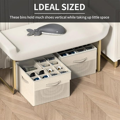 Aokeyee Shoe Organizer for Closet, Foldable Shoe Storage Organizer Box Bin - Image 4
