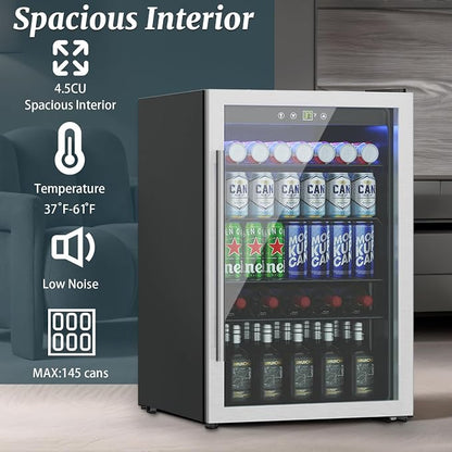 145 Can Freestanding Beverage Refrigerator, 4.5Cu. Ft Mini Fridge - Image 4