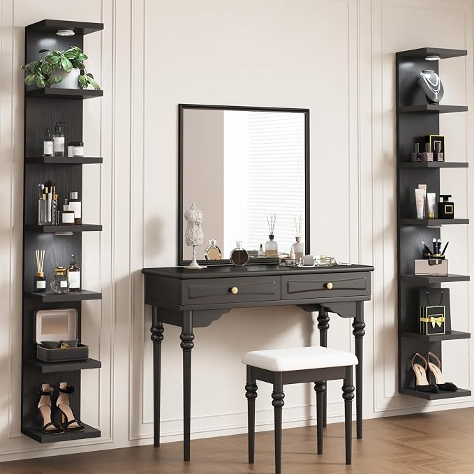 Fixwal Black Shelves 7 Tier Wall Mounted Shelf Unit Floating Shelves - Image 2