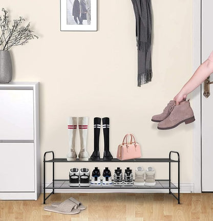 KEETDY 2-Tier Long Shoe Rack for Closet Metal Shoe Organizer for Entryway - Image 2