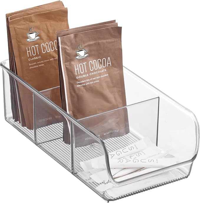 iDesign Stackable 3-Section Divided Storage Bin, by iDesign