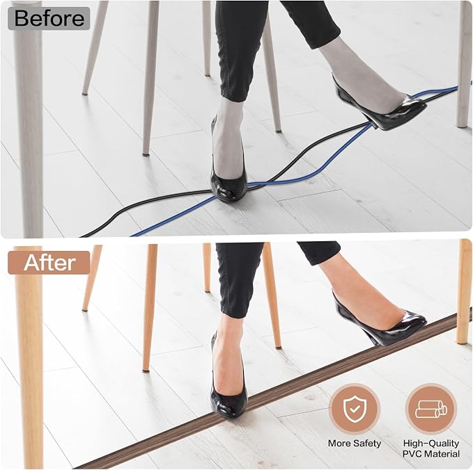 Floor Cord Cover Self Adhesive Cord Hider Floor Extension Cord Covers - Image 5