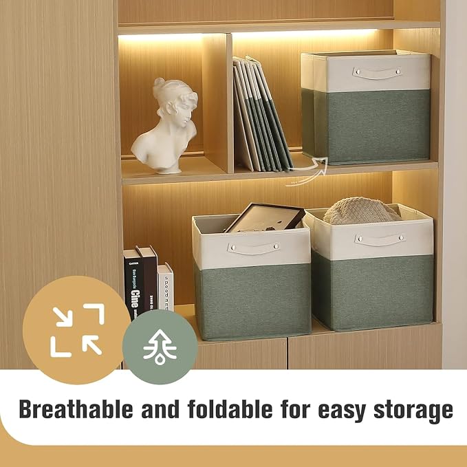 FinishingBo 13x13x13 Storage Cube Bins 6 Pack, Cube Shelf Baskets | Foldable - Image 6