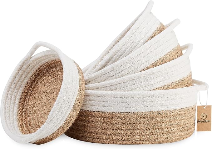 5-Piece Round Woven Cotton Rope Storage Baskets by NaturalCozy