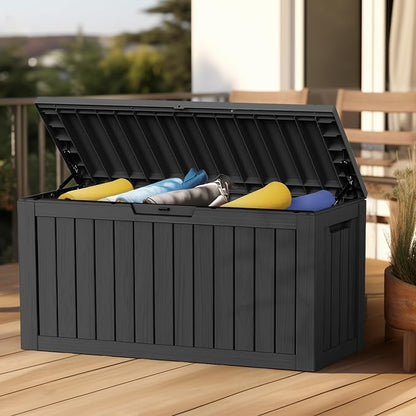Vixzen 80 Gallon Resin Deck Box, Lockable Outdoor Storage Box - Image 2