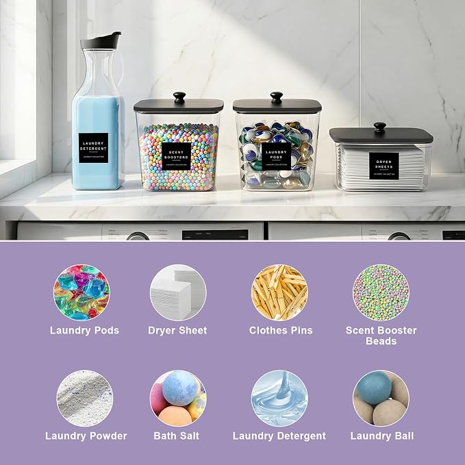 POLRAI Laundry Pod Containers and Dryer Sheet Holder and Laundry Detergent - Image 4